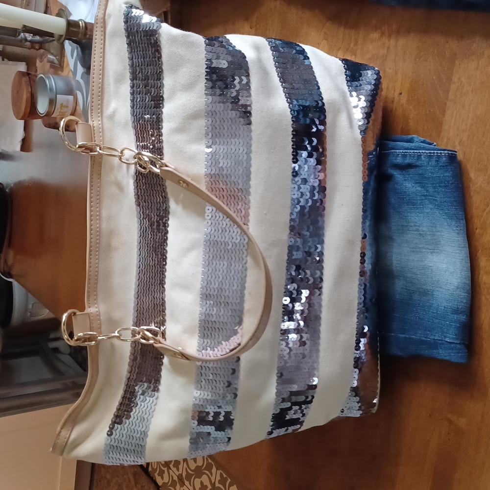 Iman Canvas And Sequin Bag